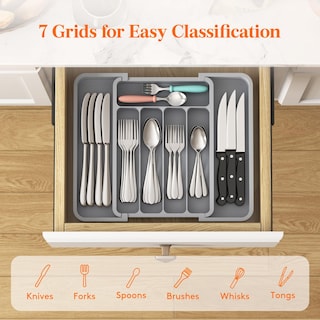 Foto 4 | Foto 4 | Organizador De Cajones Para Cubiertos Lifewit, Expandible, Sin Bpa, Gris - Venta Internacional.