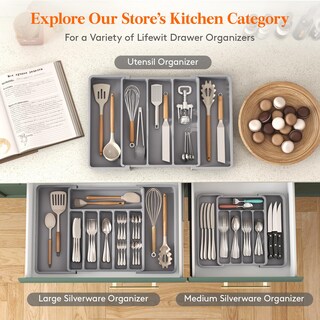 Foto 5 | Foto 5 | Organizador De Cajones Para Cubiertos Lifewit, Expandible, Sin Bpa, Gris - Venta Internacional.