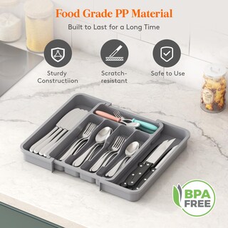 Foto 7 | Foto 7 | Organizador De Cajones Para Cubiertos Lifewit, Expandible, Sin Bpa, Gris - Venta Internacional.