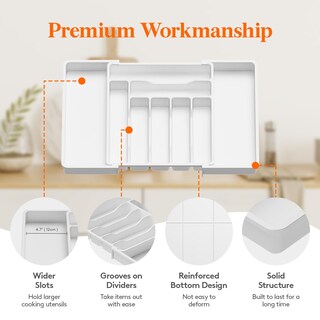 Foto 6 | Foto 6 | Organizador De Cajones Para Cubiertos Lifewit, Ampliable, Blanco, Grande - Venta Internacional.