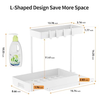 Foto 5 | Foto 5 | Organizador Delamu Para Debajo Del Fregadero, 2 Unidades, 2 Niveles, En Forma De L, Blanco - Venta Internacional.
