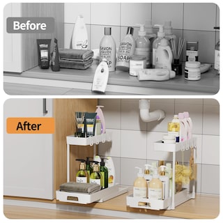 Foto 7 | Foto 7 | Organizador Delamu Para Debajo Del Fregadero, 2 Unidades, 2 Niveles, En Forma De L, Blanco - Venta Internacional.
