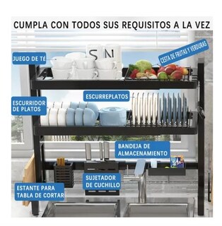 Foto 3 | Foto 3 | Escurridor De Trastes Cocina 2 Capas Ajustable Altura Ancho