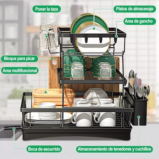 Foto 3 | Foto 3 | Escurridor Para Platos 3 Niveles Con 360° Drenaje Automático Eo Safe Imports Esi-18337 Negro