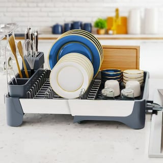 Foto 2 | Foto 2 | Escurridor de Trastes Expandible con Drenaje Automático Organizador de Cocina Modulable Soporte para Copas y Cubiertos