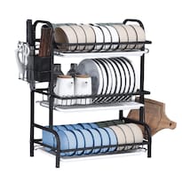 Escurridor De Trastes Acero Inoxidable 3 Niveles, Gran Capacidad, Fácil Armado, Soporte Para Cubiertos Y Tabla De Picar