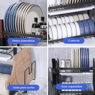 Foto 5 | Foto 5 | Escurridor De Trastes Acero Inoxidable 3 Niveles, Gran Capacidad, Fácil Armado, Soporte Para Cubiertos Y Tabla De Picar