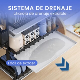 Foto 7 | Foto 7 | Escurridor De Trastes Acero Inoxidable 3 Niveles, Gran Capacidad, Fácil Armado, Soporte Para Cubiertos Y Tabla De Picar