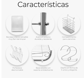 Foto 3 | Foto 3 | Escurridor De Cubiertos De Cocina Trastes Cromado Moderno