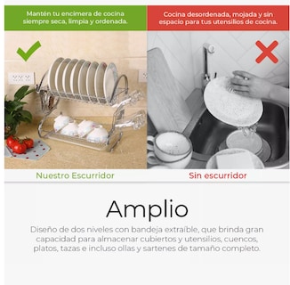 Foto 5 | Foto 5 | Escurridor De Cubiertos De Cocina Trastes Cromado Moderno