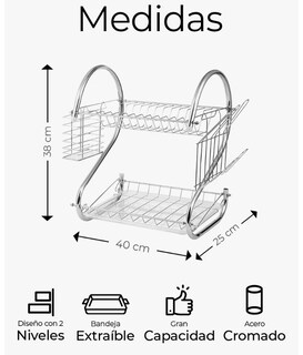 Foto 6 | Foto 6 | Escurridor De Cubiertos De Cocina Trastes Cromado Moderno