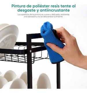 Foto 2 | Foto 2 | Escurridor De Platos De 3 Niveles Con Bandejas De Extraíbles Negro