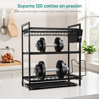 Foto 5 | Foto 5 | Escurridor De Platos De 3 Niveles Con Bandejas De Extraíbles Negro