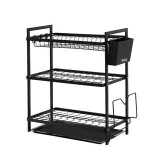 Foto 1 | Foto 1 | Escurridor De Platos De 3 Niveles Con Bandejas De Extraíbles Negro