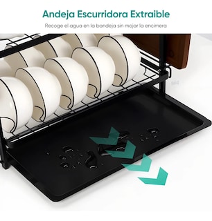 Foto 3 | Foto 3 | Escurridor De Platos De 3 Niveles Con Bandejas De Extraíbles Negro