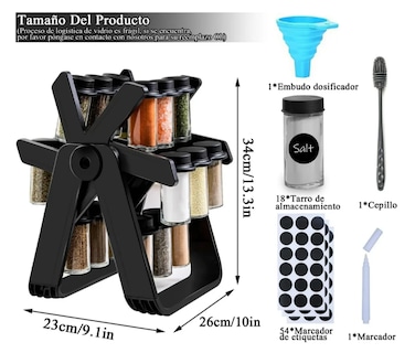 Foto 3 | Foto 3 | Especiero Xtellar Giratorio De Encimera De 18 Frascos Para Cocina