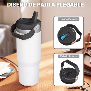 Foto 2 | Foto 2 | Vaso Térmico de 30oz Acero Inoxidable con Popote Eo Safe Imports Esi-10450 Blanco