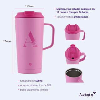 Foto 5 | Foto 5 | Termo Luckyly Rosa de Acero Inoxidable 500 Ml
