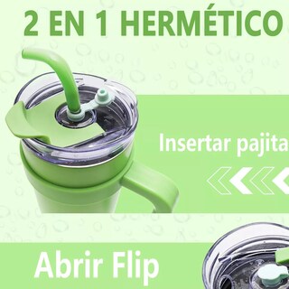 Foto 3 | Foto 3 | Vaso Con Popote Termos Acero Inoxidable Recipiente Eo Safe Imports Esi-15213 Verde
