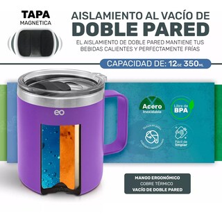 Foto 3 | Foto 3 | Taza Para Café - Doble Capa Antiderrame Multifuncional Eo Safe Imports Esi-11434-1 Purpura