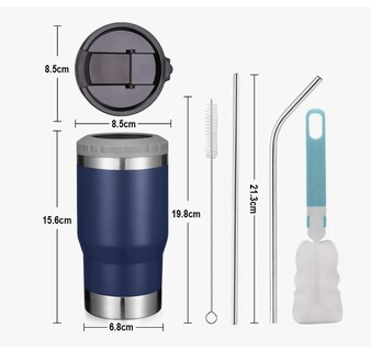 Foto 2 | Foto 2 | Vaso Xtellar Térmico De 14oz Acero Inoxidable Con Popote Y Cepillo Modelo Azul Oscuro