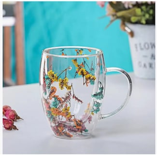 Foto 5 | Foto 5 | Taza Vidrio Doble Pared Borosilicato 10oz Con Flor Seca Café