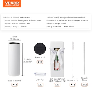 Foto 7 | Foto 7 | Vasos De Sublimación Vevor Skinny Straight X12 De Acero Inoxidable, 20 Onzas - Venta Internacional.