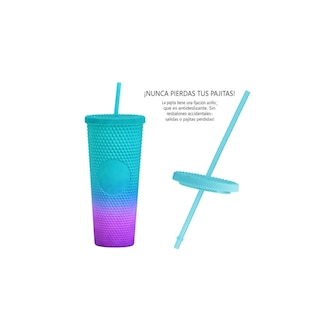 Foto 3 | Foto 3 | Termo Vaso Malubero con Tapa y Popote de 24 Oz Verde con Morado