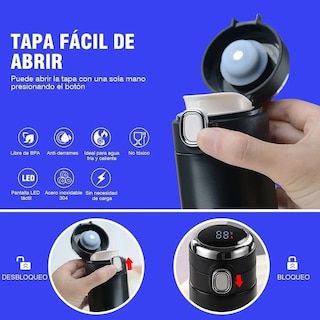 Foto 2 | Foto 2 | Termo Digital De Acero Inoxidable 400ml Eo Safe Imports Esi-584 Negro