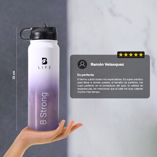 Foto 5 | Foto 5 | Termo Inoxidable Frío/calor 1 l Violeta Doble Pared Aislada B Life