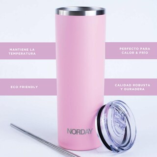Foto 3 | Foto 3 | Vasos de Acero Inoxidable NORDAY SKITBLACK color Rosa Tumbler Skinny 22 OZ Mantiene Temp 8 a 24 HRS Super Resistente