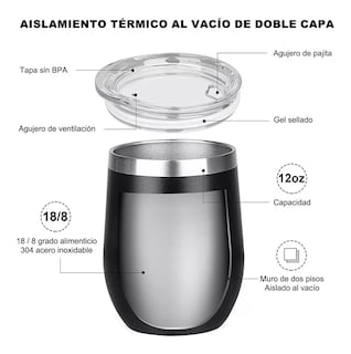 Foto 3 | Foto 3 | Vasos Térmicos BELUG Acero Inoxidable 2 Piezas Negro 12 Oz