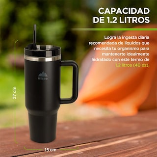 Foto 5 | Foto 5 | Termo para Agua y Café de Viaje Acero Inox Doble Pared 1.2 L Hikeo Negro 83510-bl
