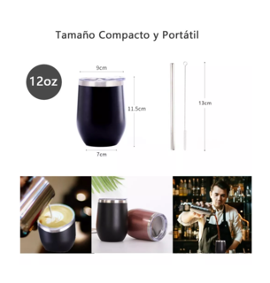 Foto 3 | Foto 3 | Vaso Termico Vino/café Acero Inoxidable 12oz Calor/frío 2 Pz, Negro/rosa