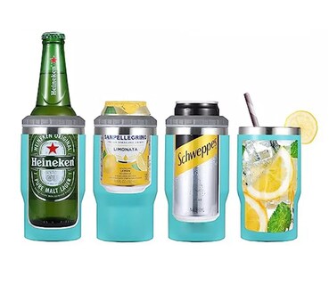 Foto 3 | Foto 3 | Portalatas De Cerveza De Acero Inoxidable Vaso Térmico 14oz Azul Claro