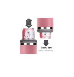 Foto 4 | Foto 4 | Portalatas De Cerveza De Acero Inoxidable Vaso Térmico 14oz Rosa