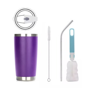 Foto 1 | Foto 1 | Vaso Térmico de Acero Inoxidable con Popote y Cepillo Eo Safe Imports ESI-12692 Púrpura 20 Oz