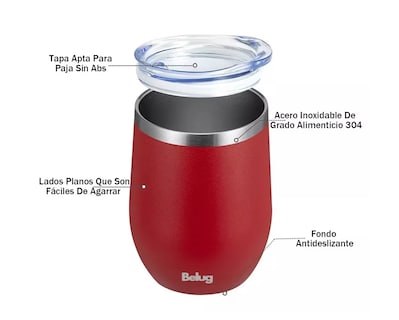 Foto 5 | Foto 5 | Vaso Térmico Belug Rojo 12 Oz Acero Inoxidable