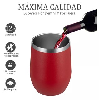 Foto 3 | Foto 3 | Vaso Termico Vino Café Te 12oz Acero Inoxidable Rojo