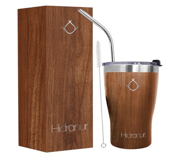 Foto 1 | Foto 1 | Termo De Acero Inoxidable Doble Aislamiento Térmico Madera 12 Oz (354.882 Ml) Hidranur