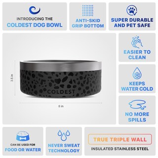 Foto 2 | Foto 2 | Cuenco Para Perros The Coldest Water, Acero Inoxidable, Antideslizante, 3,5 L - Venta Internacional.