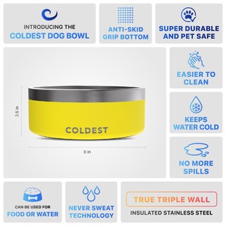 Foto 2 | Foto 2 | Cuenco Para Perros The Coldest Water, Acero Inoxidable, Antideslizante, 3,5 L - Venta Internacional.