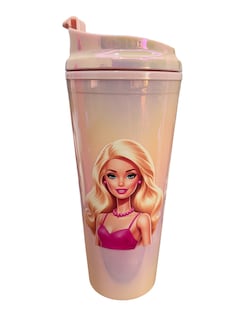 Foto 2 | Foto 2 | Termo De Acrílico Con Gliter Color Rosa Claro Tornasol Barbie, Mide 23 Cm De Alto Por 10 Cm De Ancho De 30 Oz
