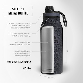 Foto 2 | Foto 2 | Botella De Agua Adidas Metal, 1 Litro, Aislante De Frío Y Calor, Acero Inoxidable - Venta Internacional.