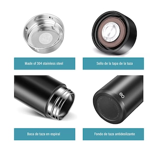 Foto 2 | Foto 2 | Set Termo Digital Inteligente 500ml 4 Pack Eo Safe Imports Esi-7664-1 Negro