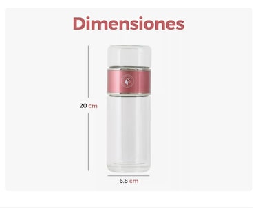 Foto 4 | Foto 4 | Termo Infusor De Té De Vidrio Botella Doble Pared Portátil Oro Rosa