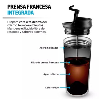 Foto 2 | Foto 2 | Termo Para Café Con Prensa Francesa Integrada (350 M) Eo Safe Imports Esi-12687-1 Multicolor
