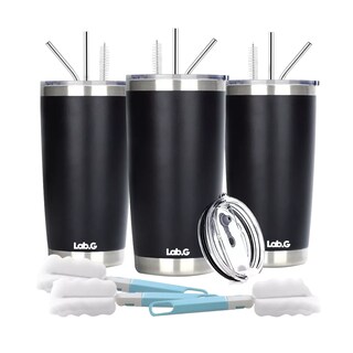 Foto 1 | Foto 1 | Vaso Térmico 20oz Lab.g Acero Inoxidable Popote Y Cepillo 3pack Negros