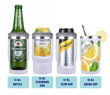 Foto 3 | Foto 3 | Portalatas De Cerveza De Acero Inoxidable Vaso Térmico Belug 14oz Blanco