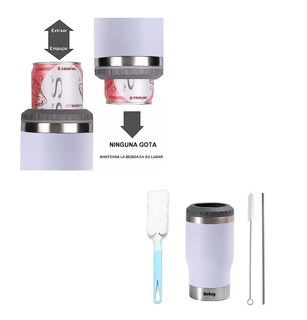 Foto 4 | Foto 4 | Portalatas De Cerveza De Acero Inoxidable Vaso Térmico Belug 14oz Blanco